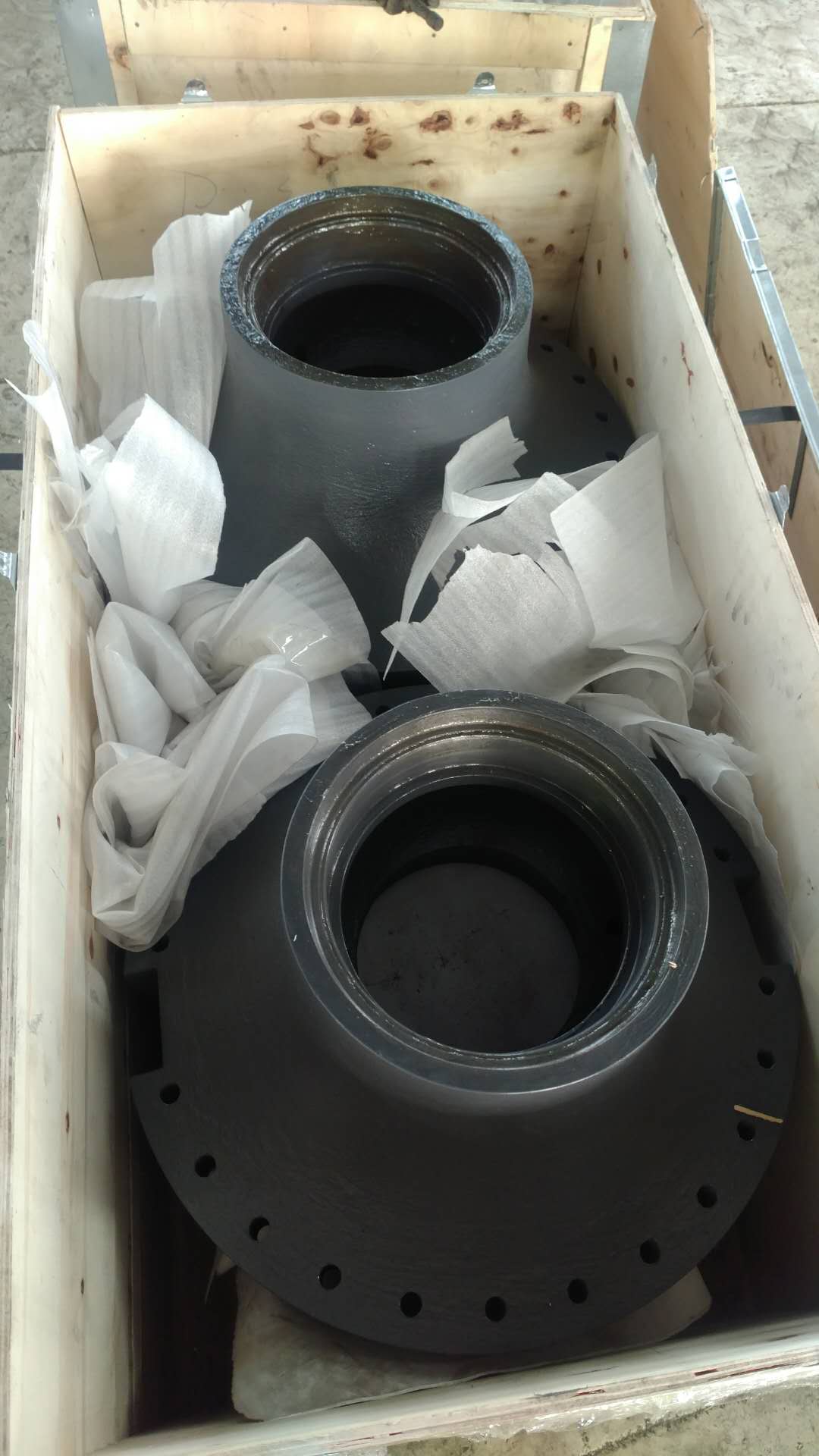 Painted castings in export wooden crate